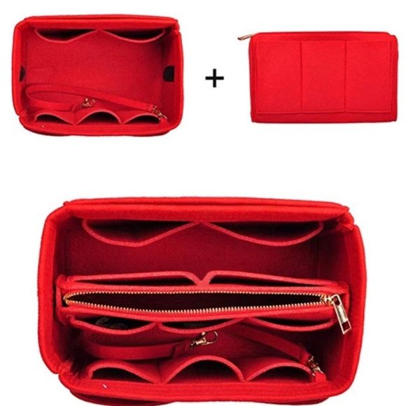 Insert/Organizer- XL- Designer Handbags/Totes -Bright Red Style1- NWT - Picture 2 of 7